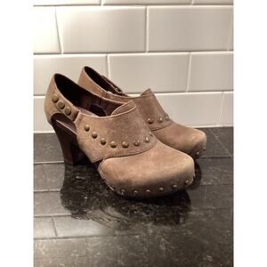 Dansko Womens Leather Studded Chunky Block Heels Ryder Mules Clogs Brown Size 10